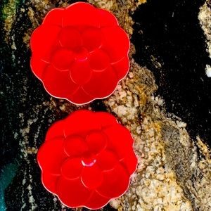 West Elm 2 red flower plates. Flawless